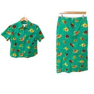 NWT Vintage Susan Bristol Hawaiian Shirt & Maxi Skirt Set Tropical Summer L